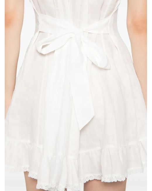 Doen White Henrietta Ruffled Sleeveless Midi Dress