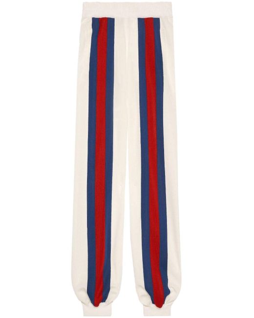 Gucci White Web-stripe-detail Panelled Track Pants
