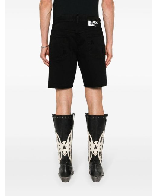 DSquared² Black Bull Marine Denim Shorts for men