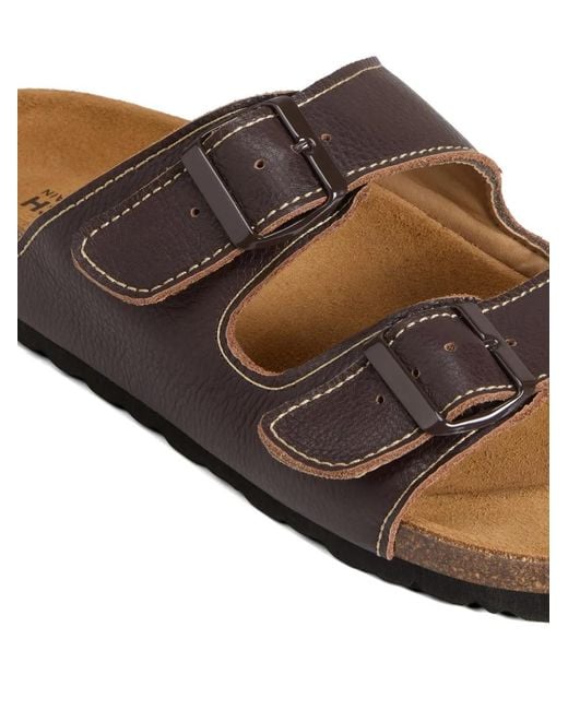 Woolrich Brown Strap-Details Leather Sandals for men