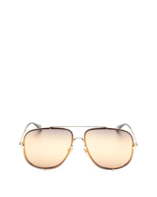 Chloé Natural Pilot-Frame Sunglasses
