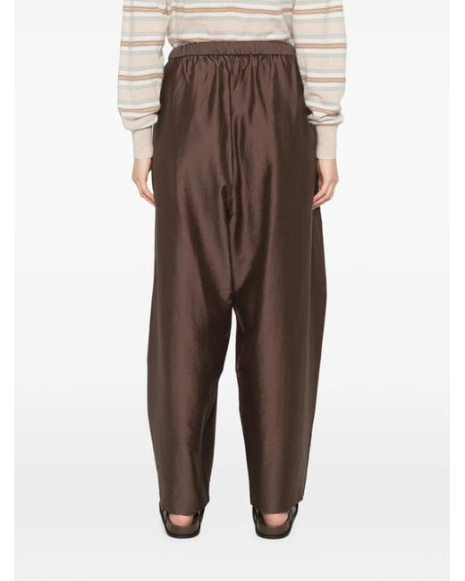 Cordera Brown Drawstring-Waist Wide-Leg Trousers