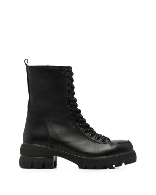 SERGIO MORETTI FIRENZE Black Lace-Up Chunky-Sole Ankle Boots