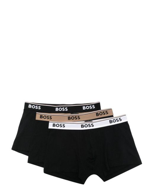 Set 3 boxer con banda logo di Boss in Black da Uomo