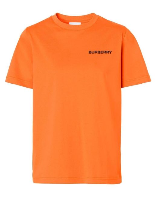 Burberry Cotton Tb Monogram Logo-embroidered T-shirt in Orange | Lyst ...