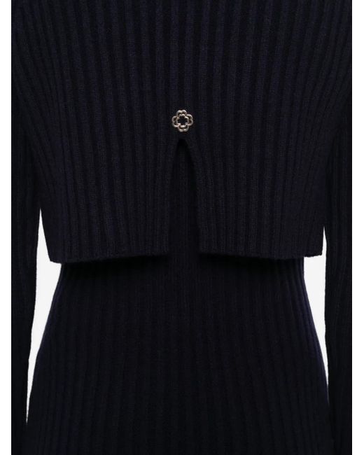 Robe Nervurée À Col Montant Maje en coloris Black