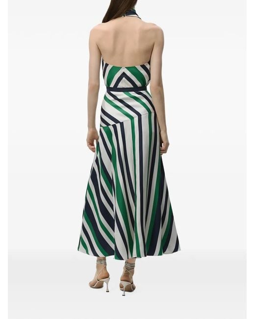 Adam Lippes White Thea Striped Silk Maxi Skirt
