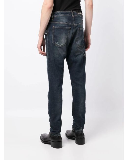 Philipp Plein Blue Low-Rise Slim-Cut Jeans for men