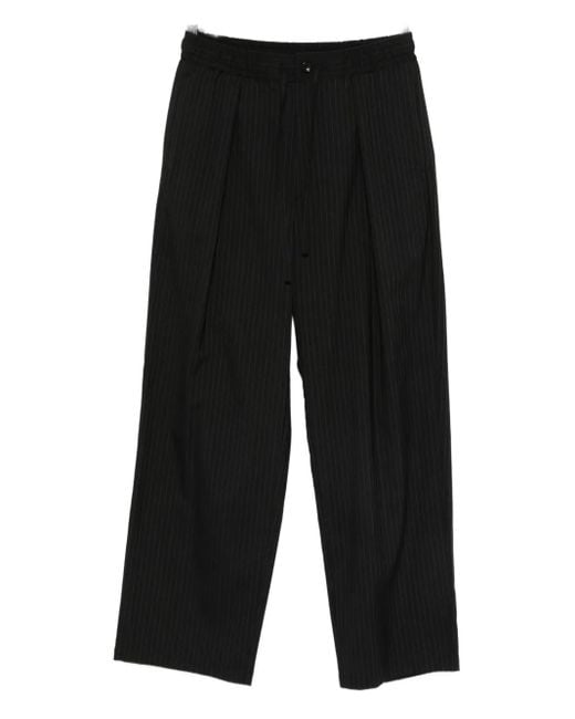 Attachment Black Pinstripe-Pattern Trousers for men