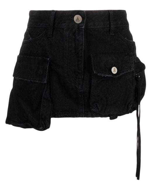 The Attico Black Fay Cargo Denim Miniskirt