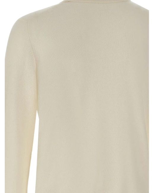 Gran Sasso White Ribbed Turtleneck Sweater for men