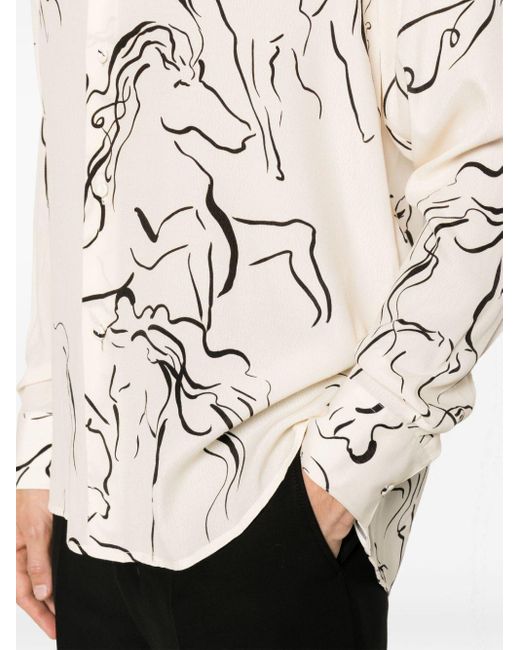 Emporio Armani Natural Abstract-print Cady Shirt for men