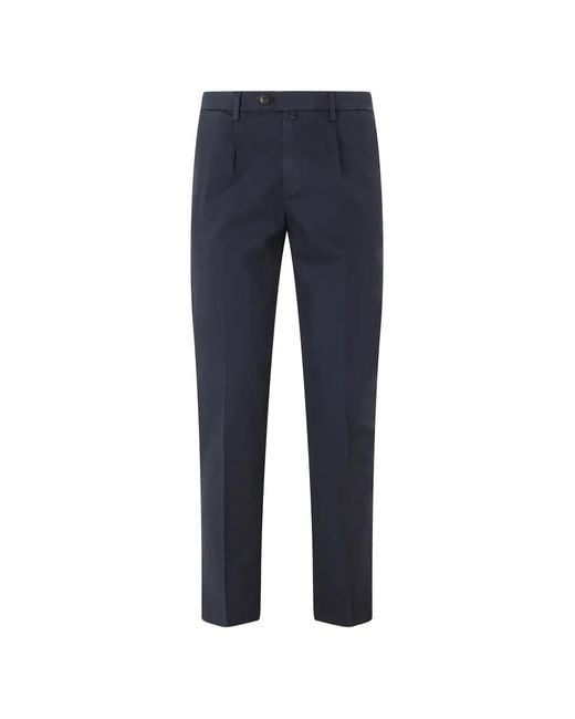 Briglia 1949 Blue Pleated Slim-Fit Trousers for men