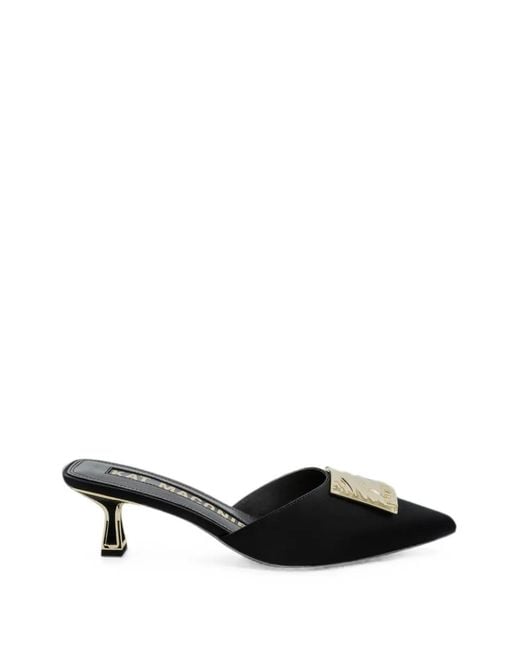 Kat Maconie Black Rosemin Logo-Plaque Pointed-Toe Mules