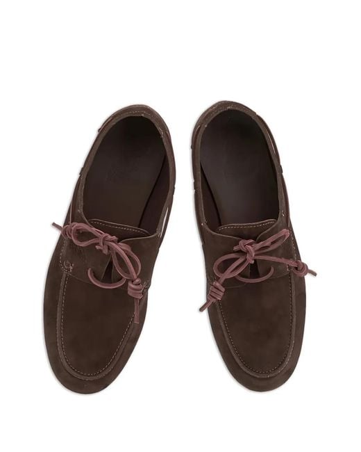 Ancient Greek Sandals Brown Pliario Lace-Up Boat Shoes for men