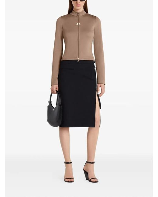 Courreges Brown Veste Crop À Fermeture Zippée