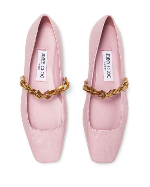 Jimmy Choo Pink Diamond Tilda Leather Ballerina Shoes