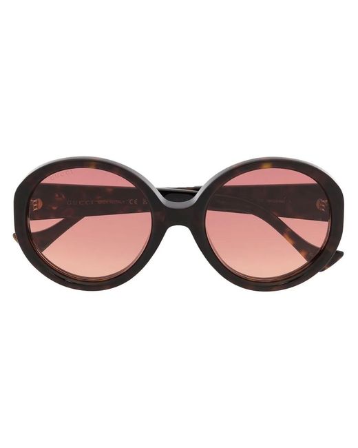 Gucci Pink Interlocking G Round-Frame Sunglasses