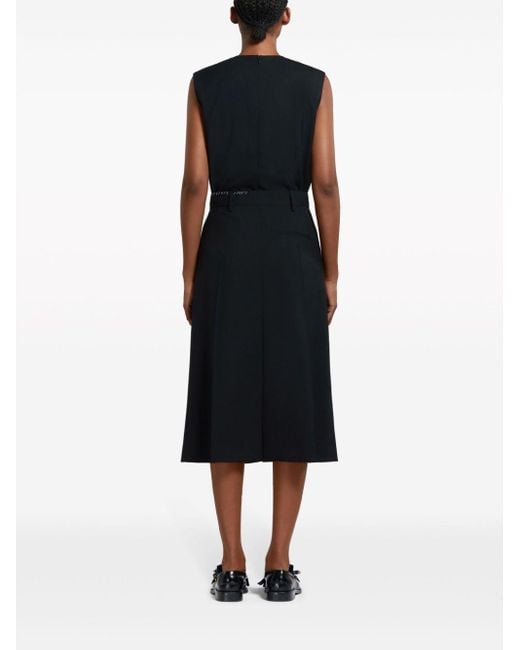 Marni Black Virgin Wool Midi Skirt