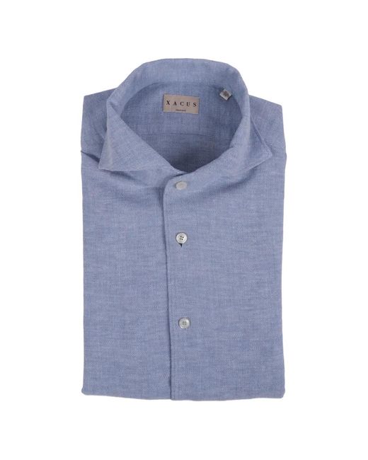 Xacus Blue Tailor-Fit Piqué Shirt for men