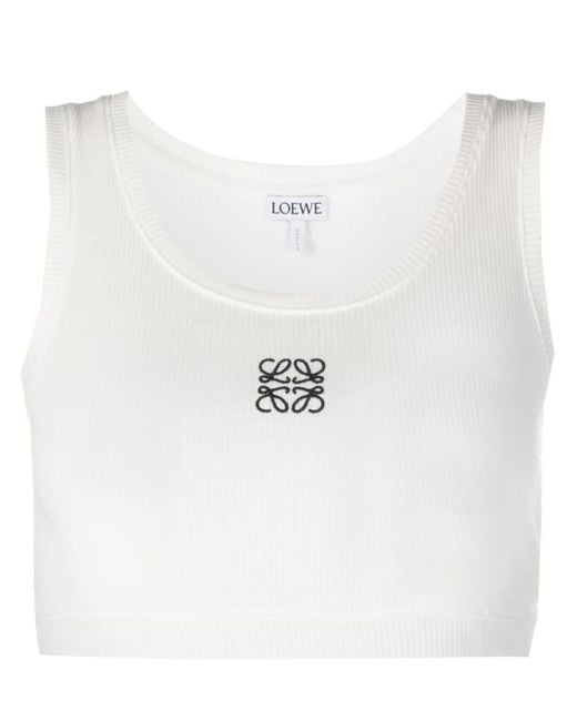 Loewe アナグラム クロップド タンクトップ ホワイト | Lyst