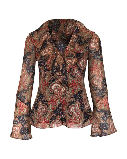 Veronica Beard Brown Kyrie Paisley-Print Blouse