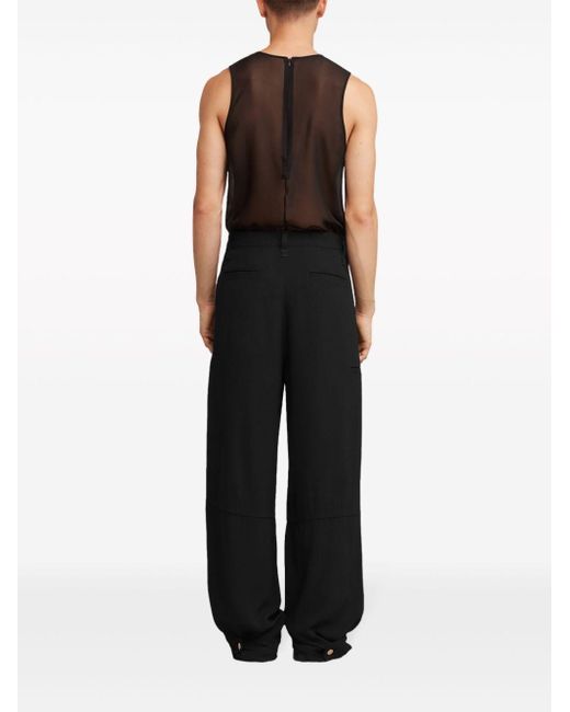 AMI Black Tailored Wide-Leg Trousers for men