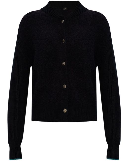 PS by Paul Smith Black Knitted Cardigan Snap Front