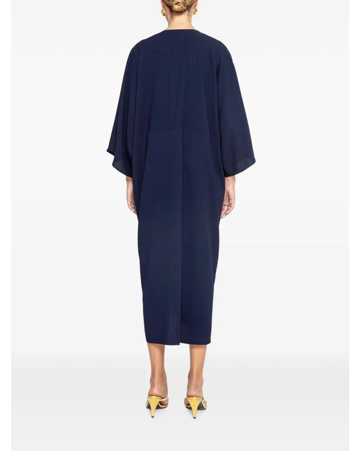 Nissa Blue Relaxed-Fit V-Neck Dress