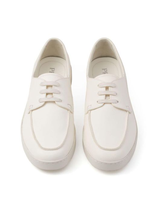 Prada White Lace-up Leather Loafers for men