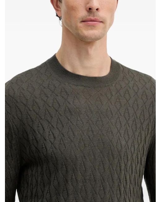 ARMANI EXCHANGE Gray Patterned Crew Neck Sweater for men