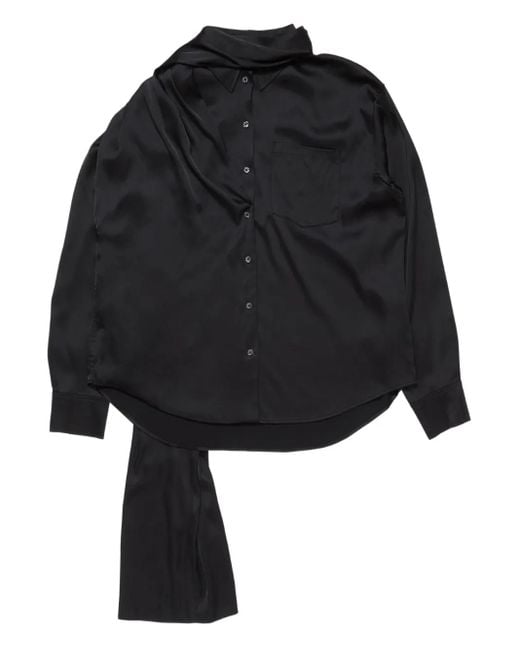 Acne レイヤード サテンブラウス Black