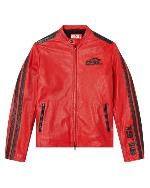 DIESEL Red Bikerjacke Aus Perforiertem Leder