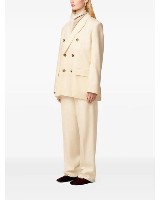 AMI Natural Loose Double-Breasted Wool Jacket