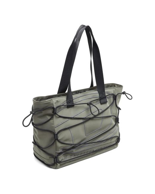 DIESEL Gray Tech-D Cord-Detail Tote Bag