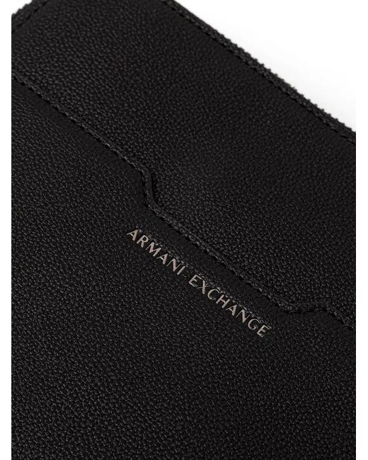 ARMANI EXCHANGE Black Logo-Print Pebbled Messenger Bag for men