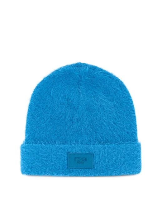 Fendi Hellblaue Beanie Mit Logo-Patch in Blue für Herren