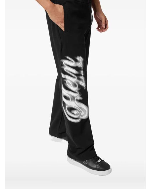 Philipp Plein Black Signature-Print Track Pants for men