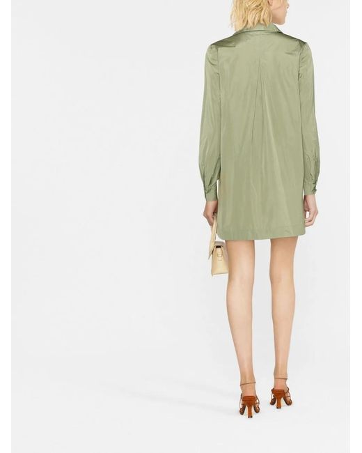 Alberta Ferretti Green Tie-Waist Shirt Dress