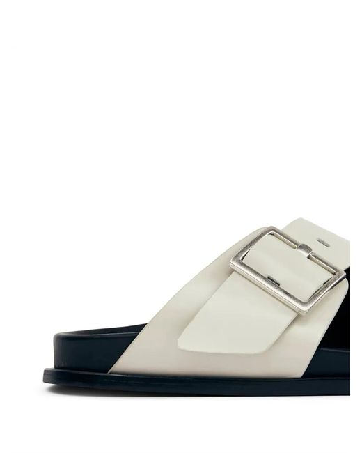 Alohas White Alba Buckle Strap Slides for men