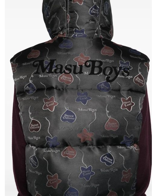 MASU Black Falling Balloon Down Vest Jacket for men
