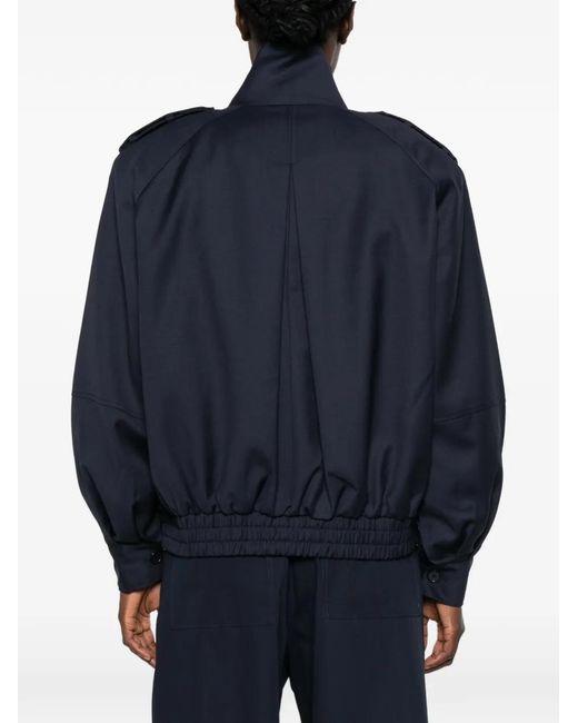 Frankie Shop Blue Kelly Epaulette-Detail Zip-Up Jacket