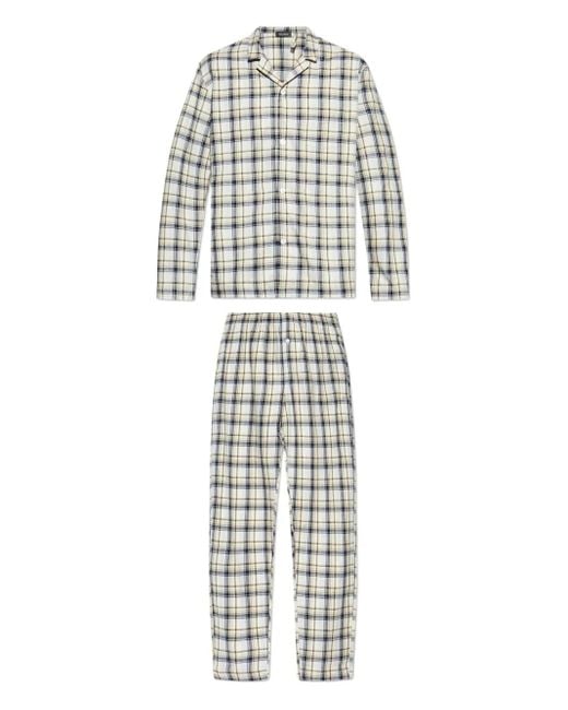 Hanro White Checked Pyjama Set for men