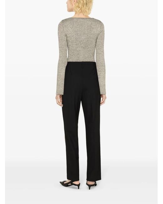 Ganni Black Mid-Rise Tailored Trousers