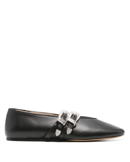 Le Monde Beryl Gray Claudia Leather Ballet Shoes