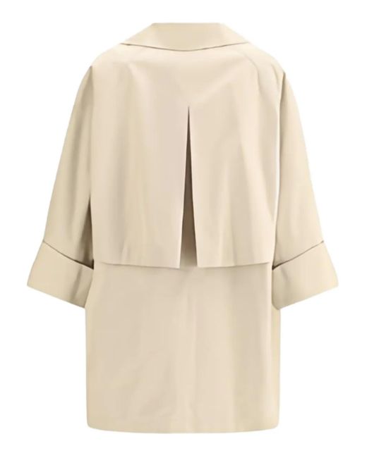 Brunello Cucinelli Natural Embellished Sleeve Midi Trench Coat