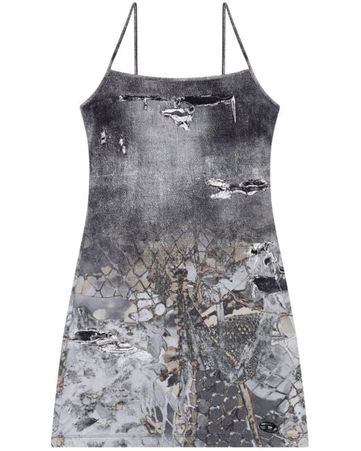 DIESEL D-hoppyn Mini-jurk Met Print in het Gray