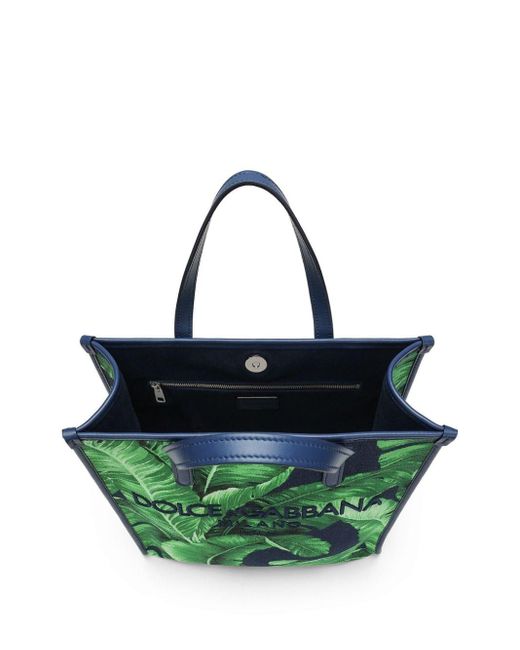Dolce & Gabbana Green Logo-embroidered Canvas Shoulder Bag for men