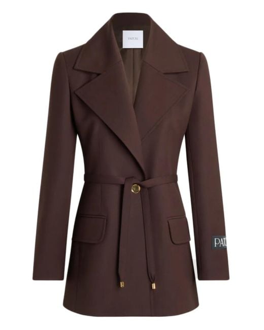Chaqueta De Lana Con Botones Y Cinturón Patou de color Brown