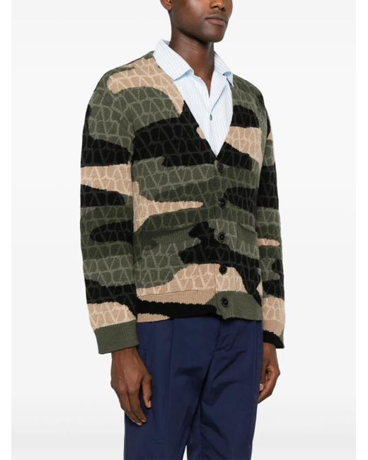 Valentino Garavani Green Toile Iconographe-Print Cardigan for men